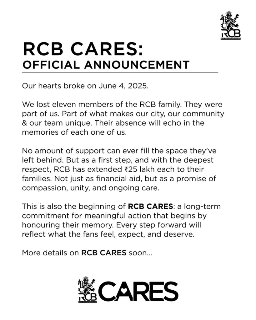 RCB CARES: The Official Announcement
