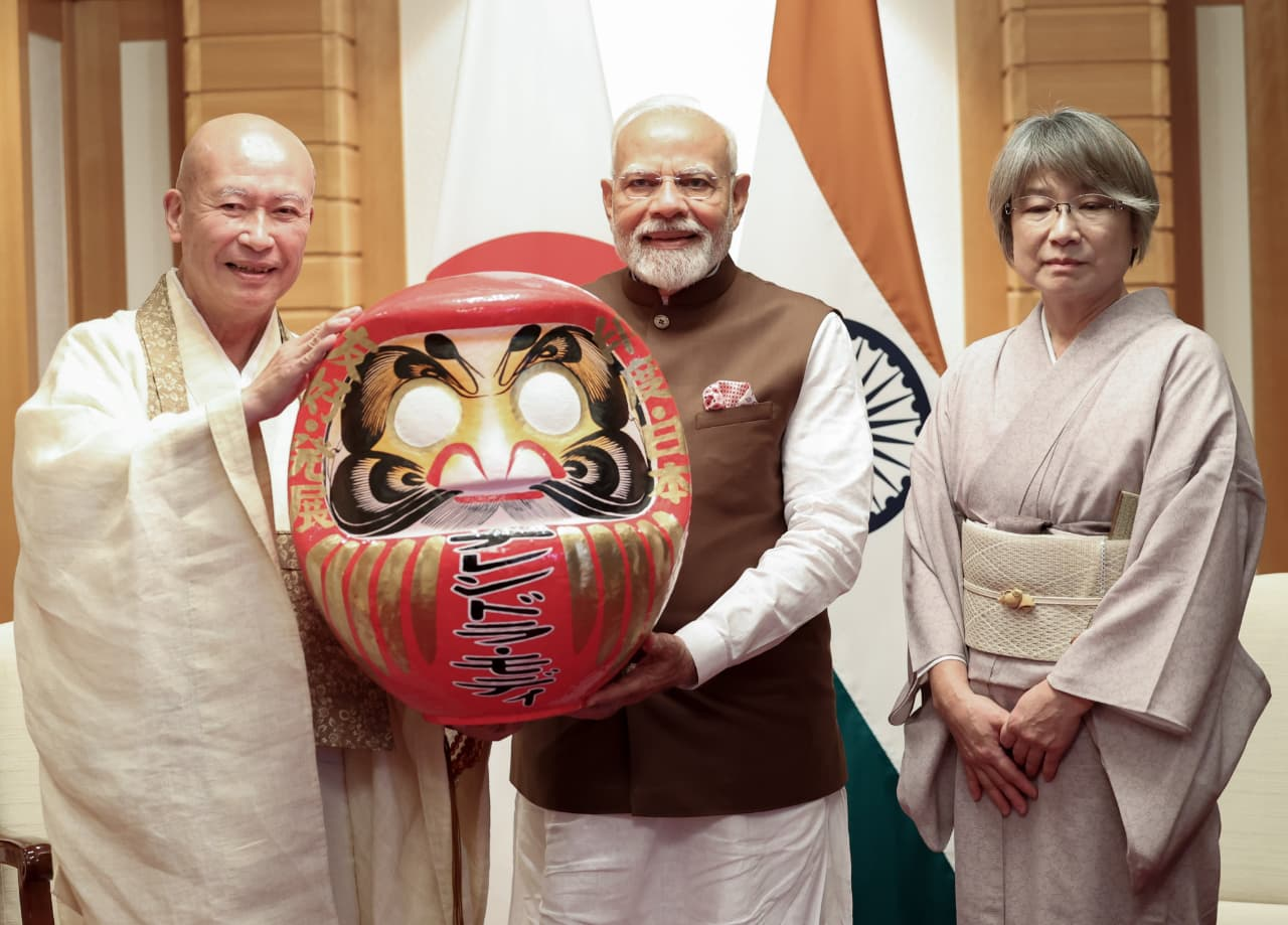 PM Modi Receives Daruma Doll in Japan